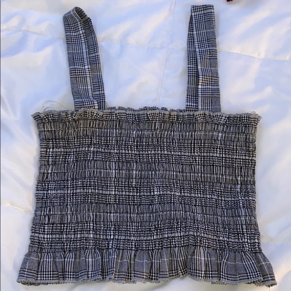 Plaid peplum cropped top